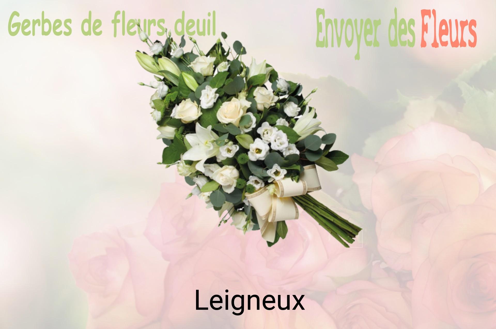 Gerbe de fleurs de deuil livrée à Leigneux